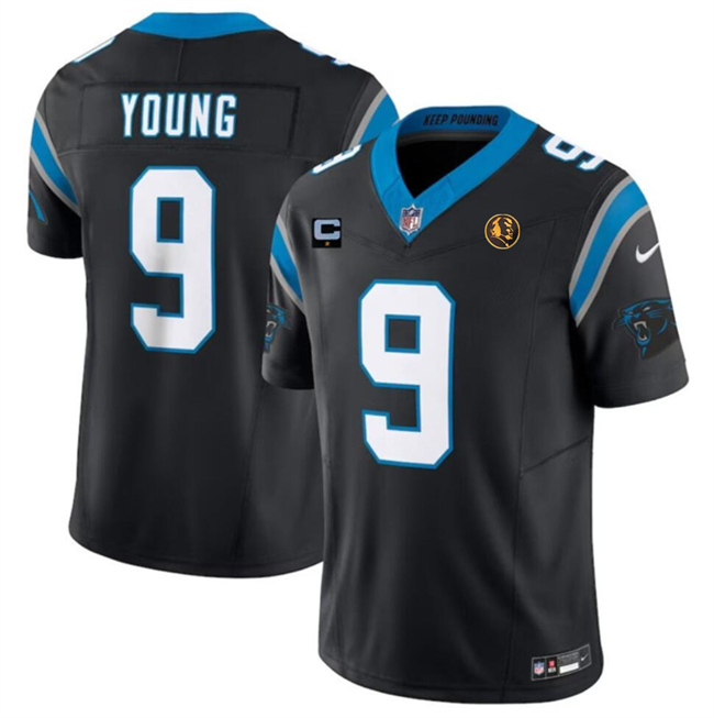 Men's Carolina Panthers #9 Bryce Young Black 2023 F.U.S.E. With 1-star C Patch And John Madden Patch Vapor Limited Football Stitched Jersey
